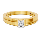Lab Grown Diamond 0.11CT 925 Sterling Silver Gold Plated Round Shape Ring