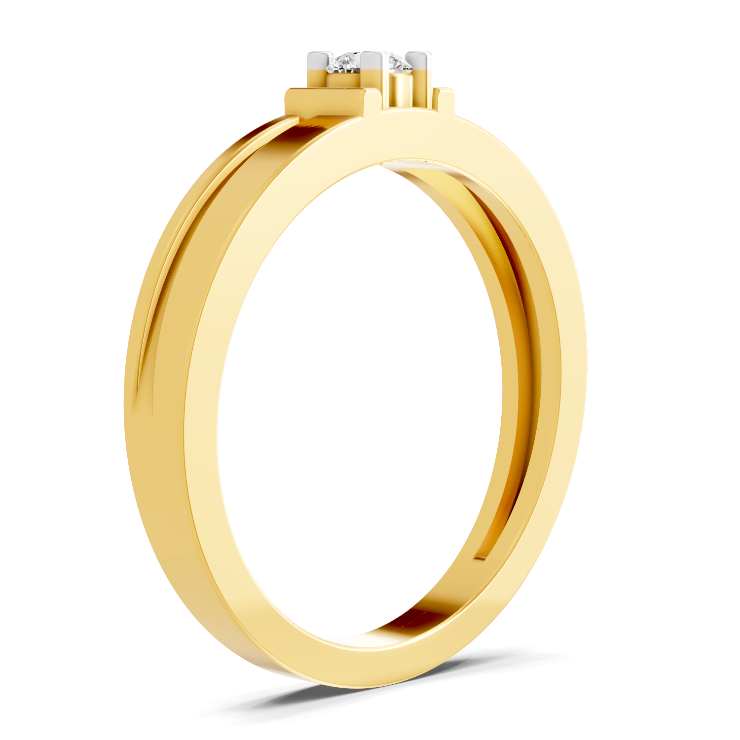 Lab Grown Diamond 0.11CT 925 Sterling Silver Gold Plated Round Shape Ring