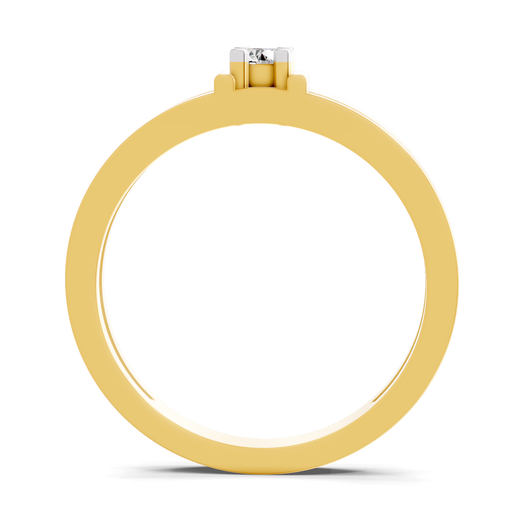 Lab Grown Diamond 0.11CT 925 Sterling Silver Gold Plated Round Shape Ring