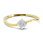 Lab Grown Diamond 0.18CT 925 Sterling Silver Gold Plated Round Shape Ring