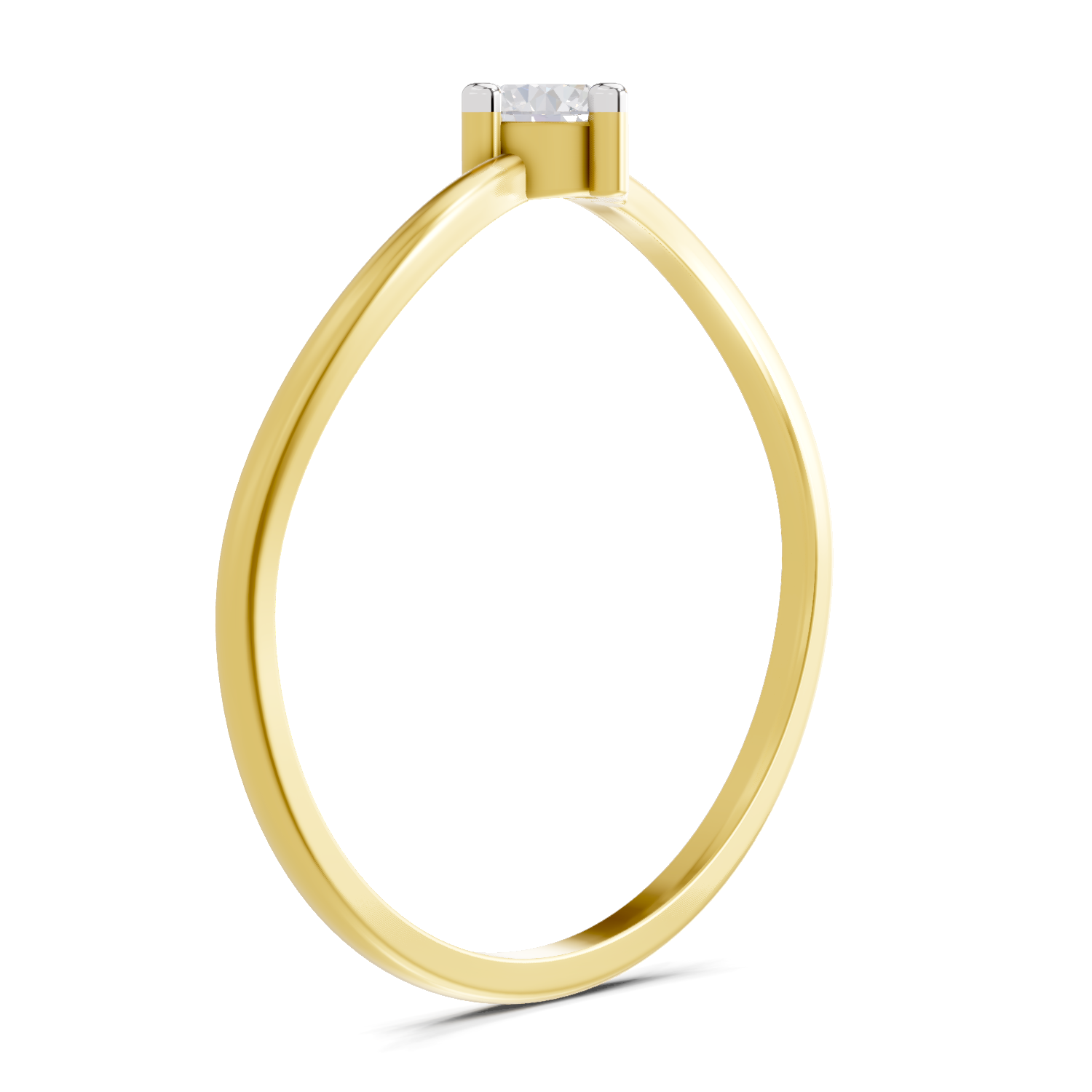 Lab Grown Diamond 0.18CT 925 Sterling Silver Gold Plated Round Shape Ring