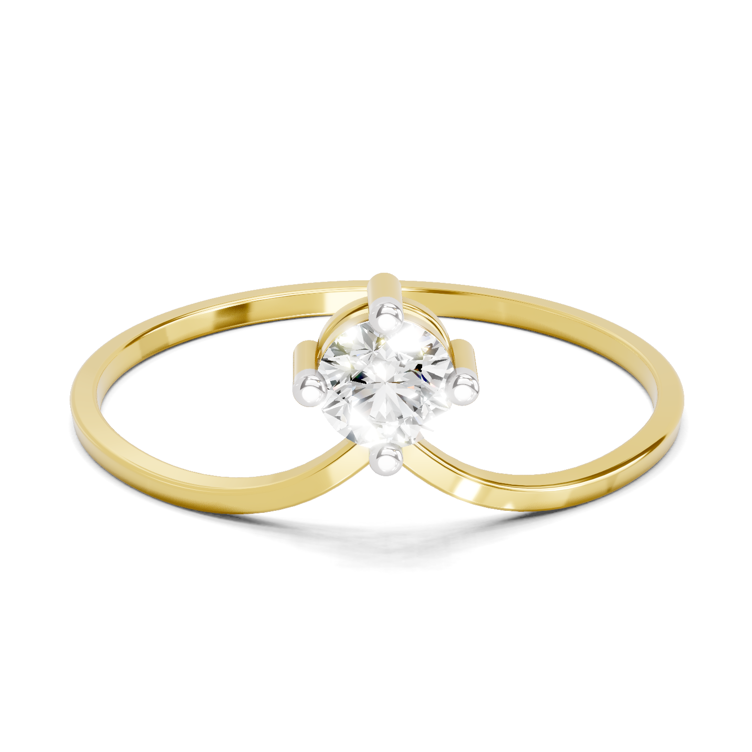 Lab Grown Diamond 0.18CT 925 Sterling Silver Gold Plated Round Shape Ring