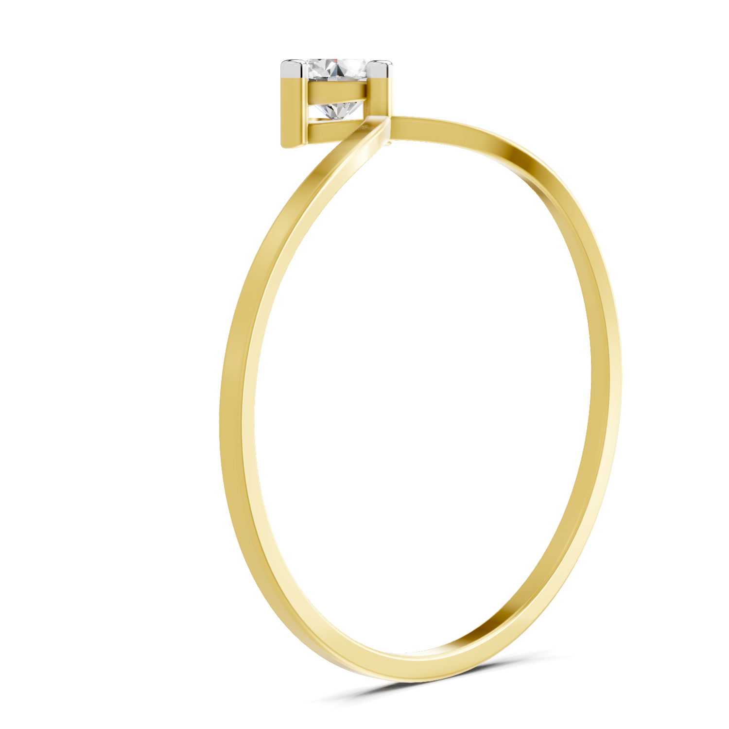 Lab Grown Diamond 0.18CT 925 Sterling Silver Gold Plated Round Shape Ring