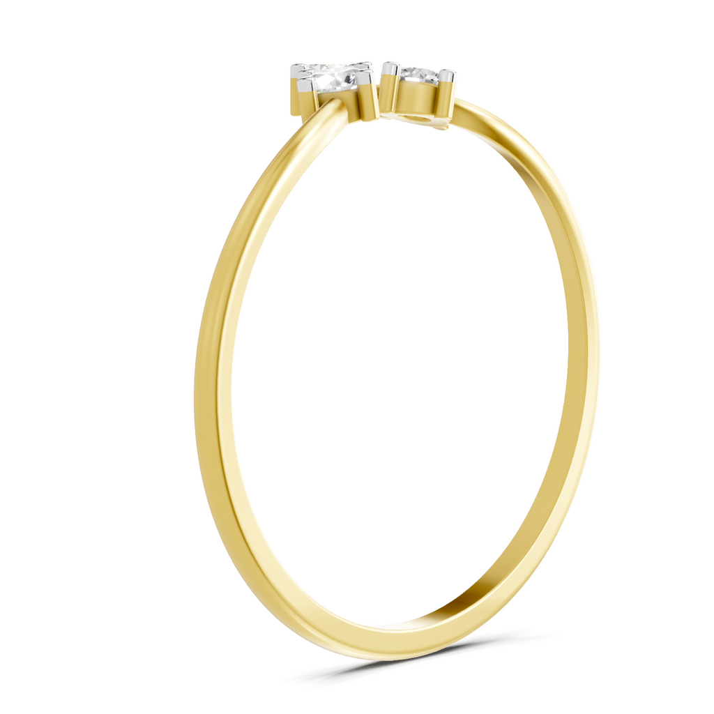Lab Grown Diamond 0.18CT 925 Sterling Silver Gold Plated Round Shape Ring