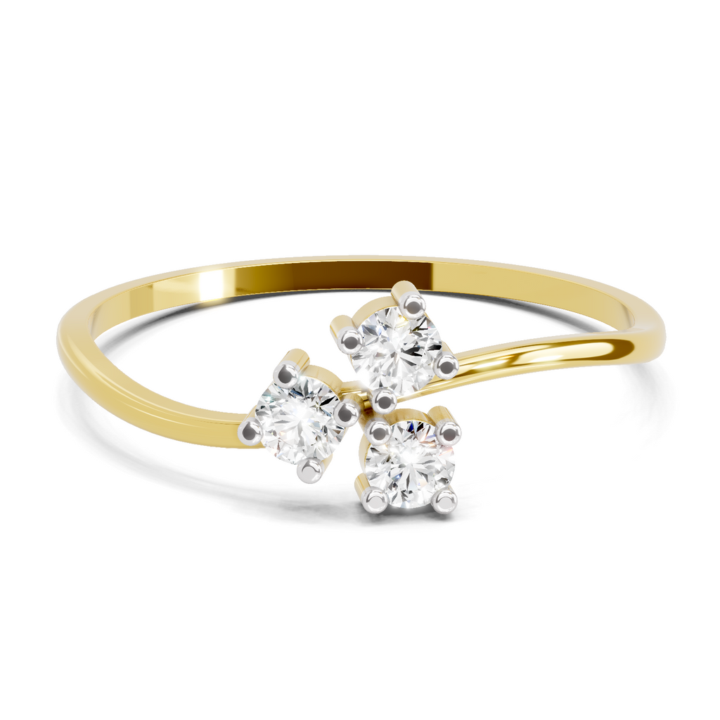 Lab Grown Diamond 0.18CT 925 Sterling Silver Gold Plated Round Shape Ring
