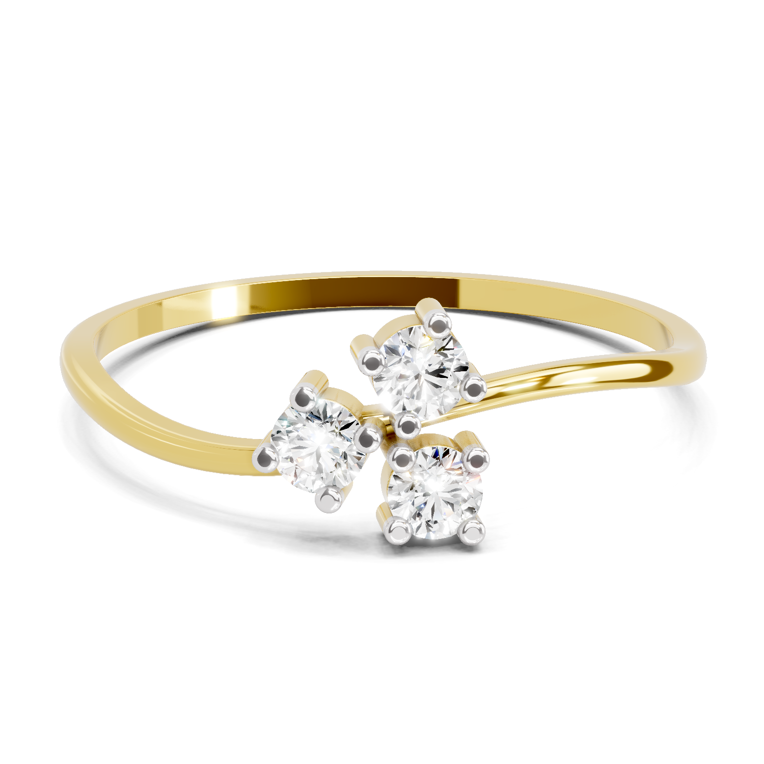 Lab Grown Diamond 0.18CT 925 Sterling Silver Gold Plated Round Shape Ring
