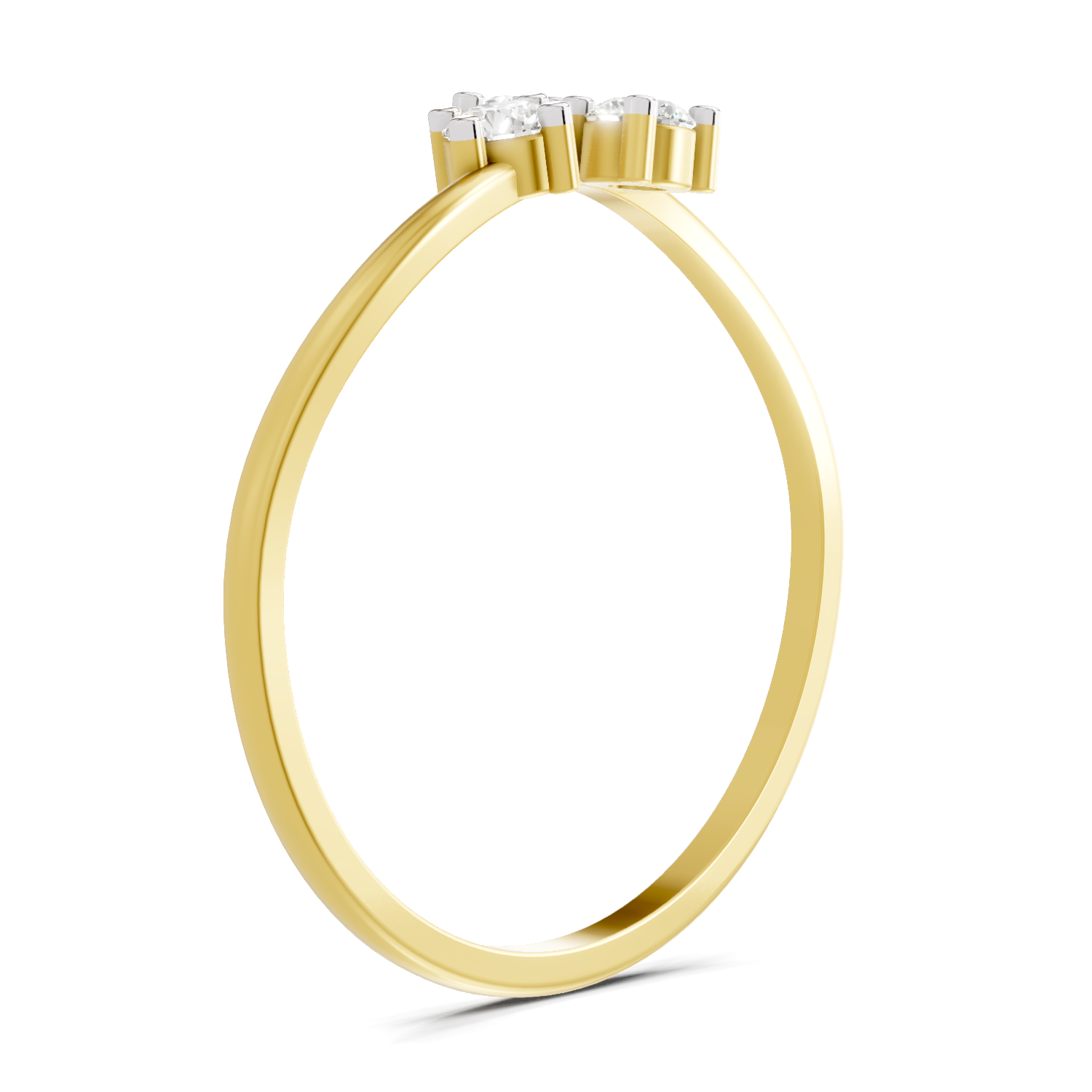 Lab Grown Diamond 0.18CT 925 Sterling Silver Gold Plated Round Shape Ring