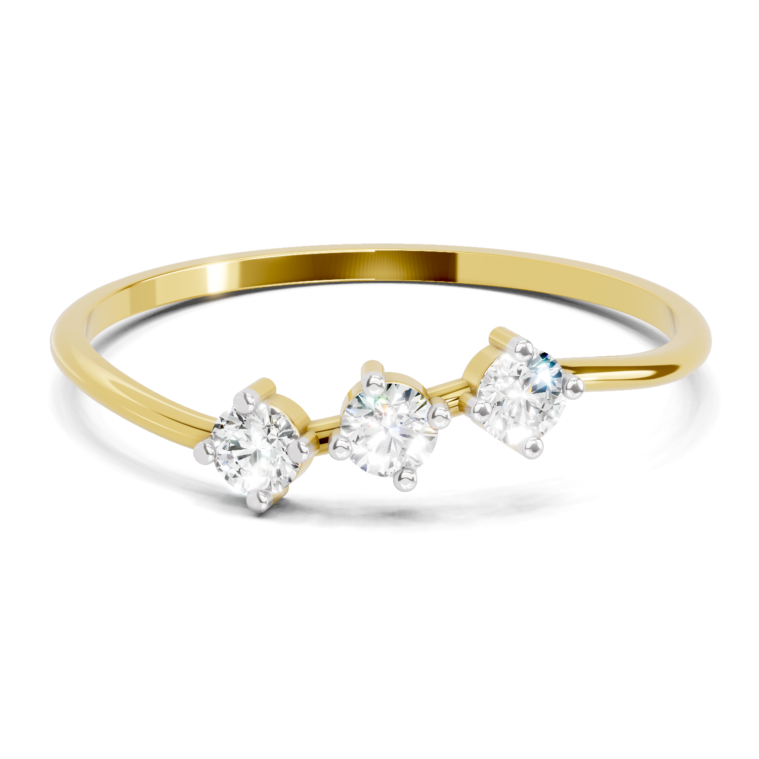 Lab Grown Diamond 0.18CT 925 Sterling Silver Gold Plated Round Shape Ring