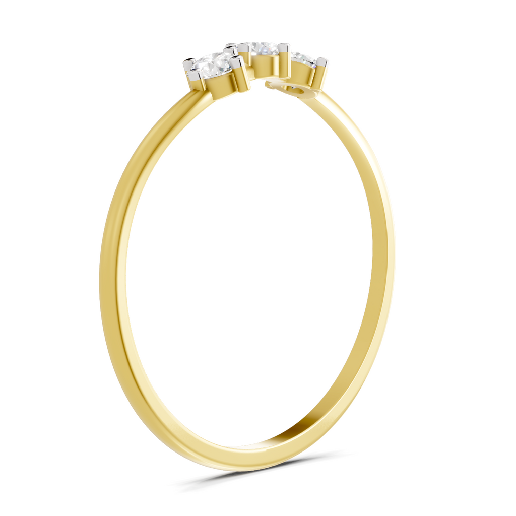 Lab Grown Diamond 0.18CT 925 Sterling Silver Gold Plated Round Shape Ring