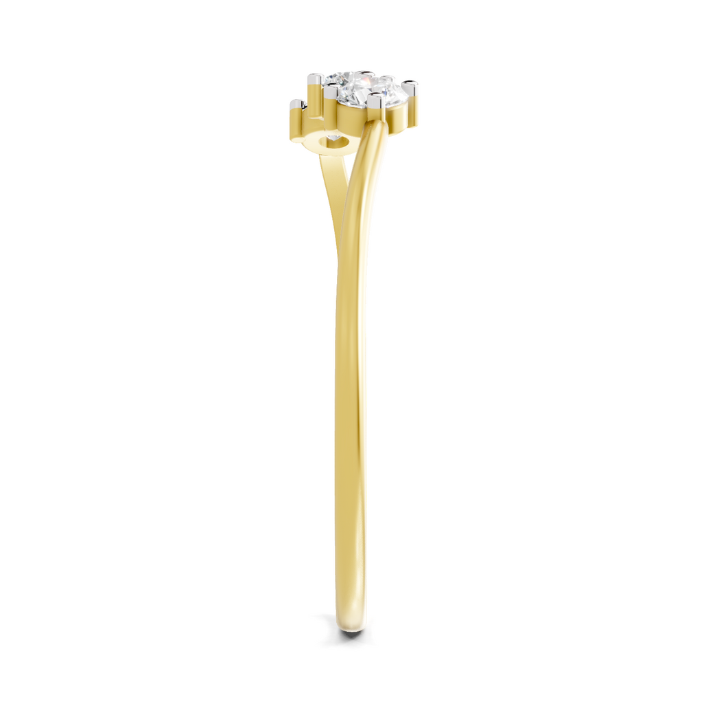 Lab Grown Diamond 0.18CT 925 Sterling Silver Gold Plated Round Shape Ring