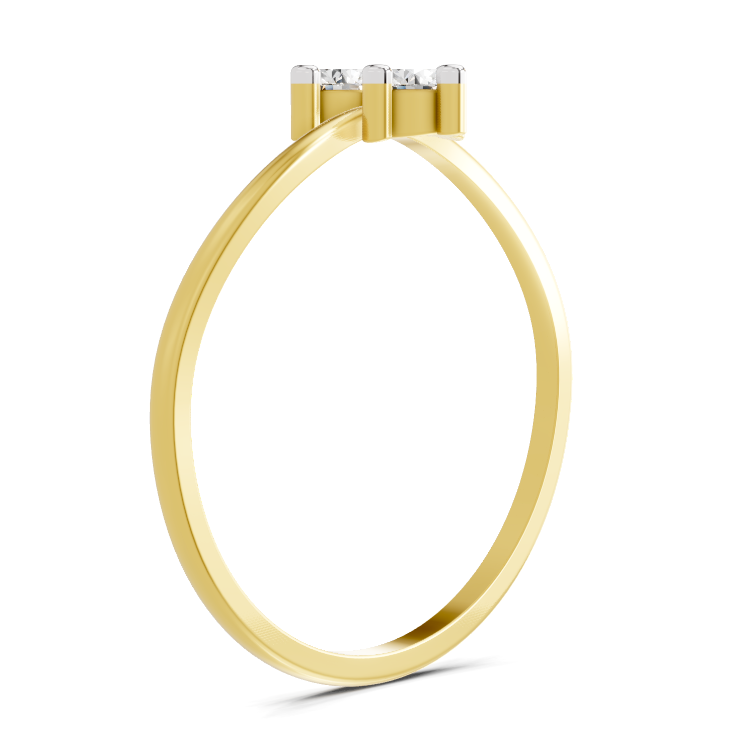 Lab Grown Diamond 0.17CT 925 Sterling Silver Gold Plated Round Shape Ring