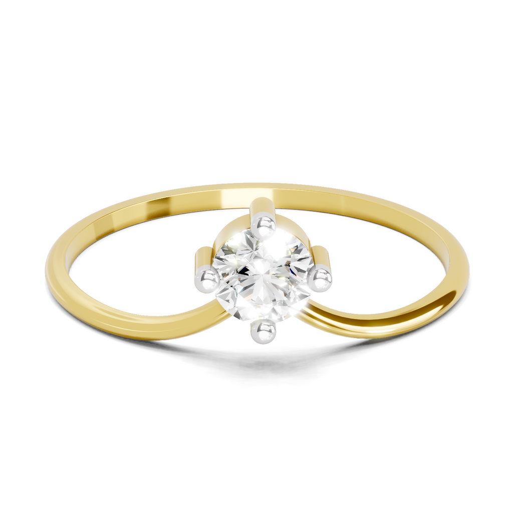 Lab Grown Diamond 0.25CT 925 Sterling Silver Gold Plated Round Shape Ring