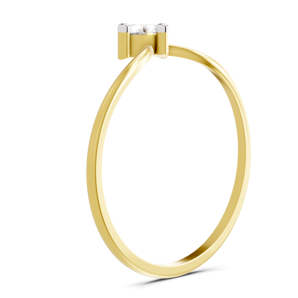 Lab Grown Diamond 0.25CT 925 Sterling Silver Gold Plated Round Shape Ring