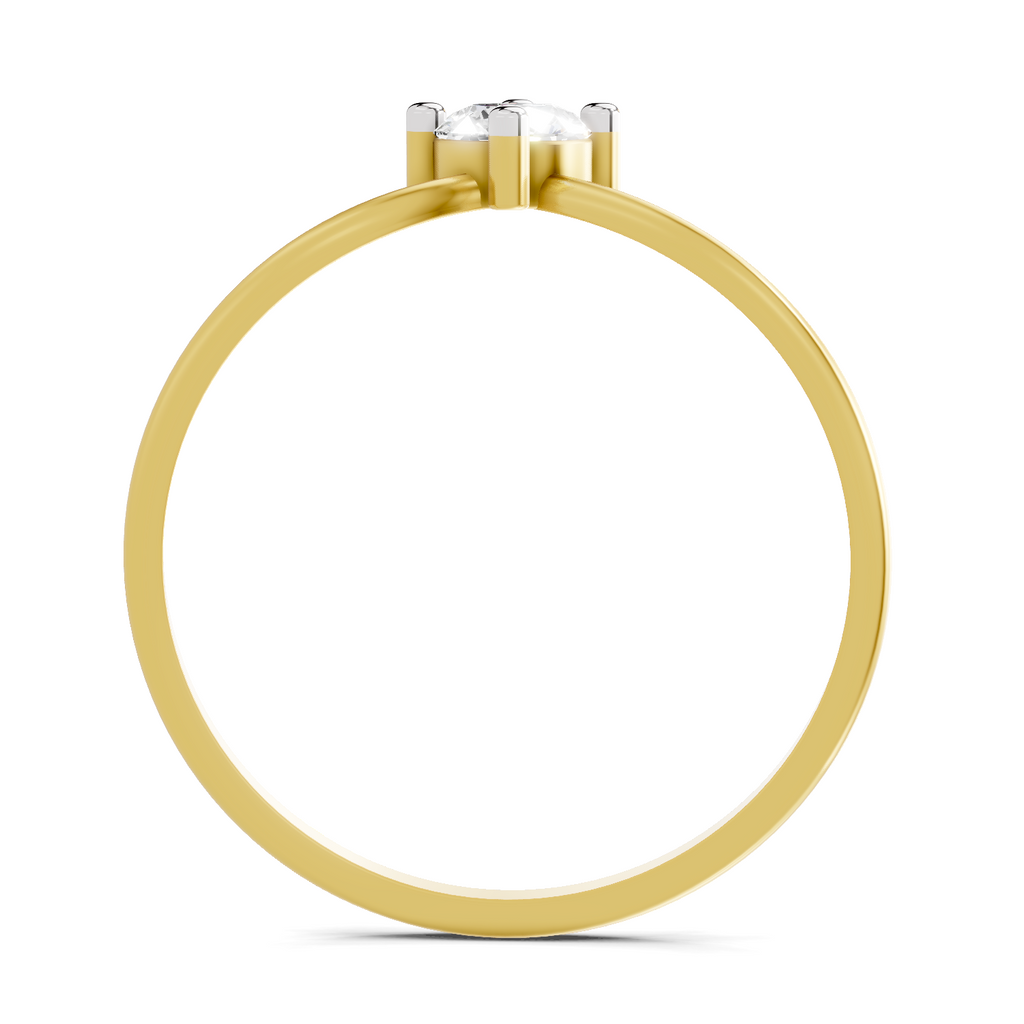 Lab Grown Diamond 0.25CT 925 Sterling Silver Gold Plated Round Shape Ring