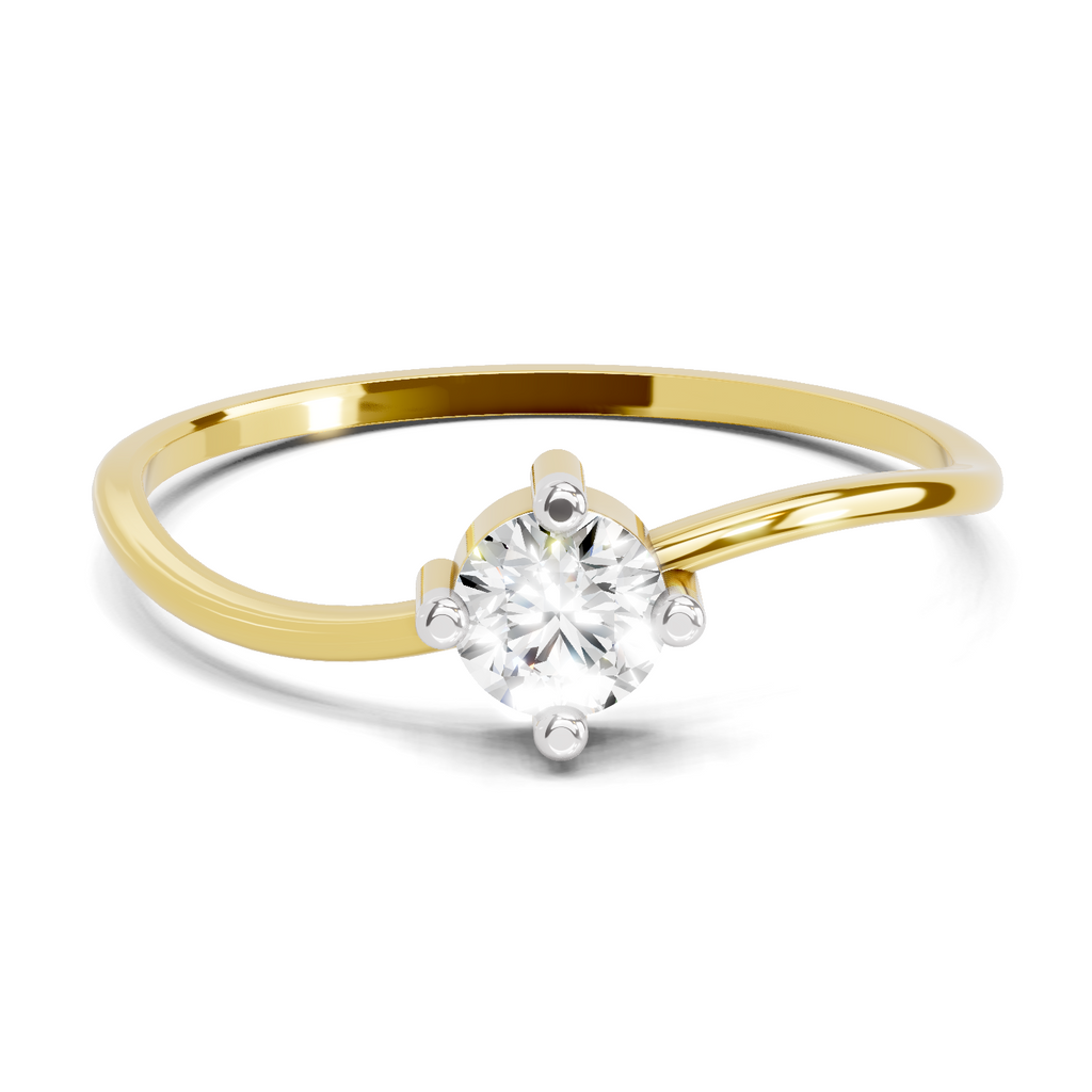 Lab Grown Diamond 0.25CT 925 Sterling Silver Gold Plated Round Shape Ring
