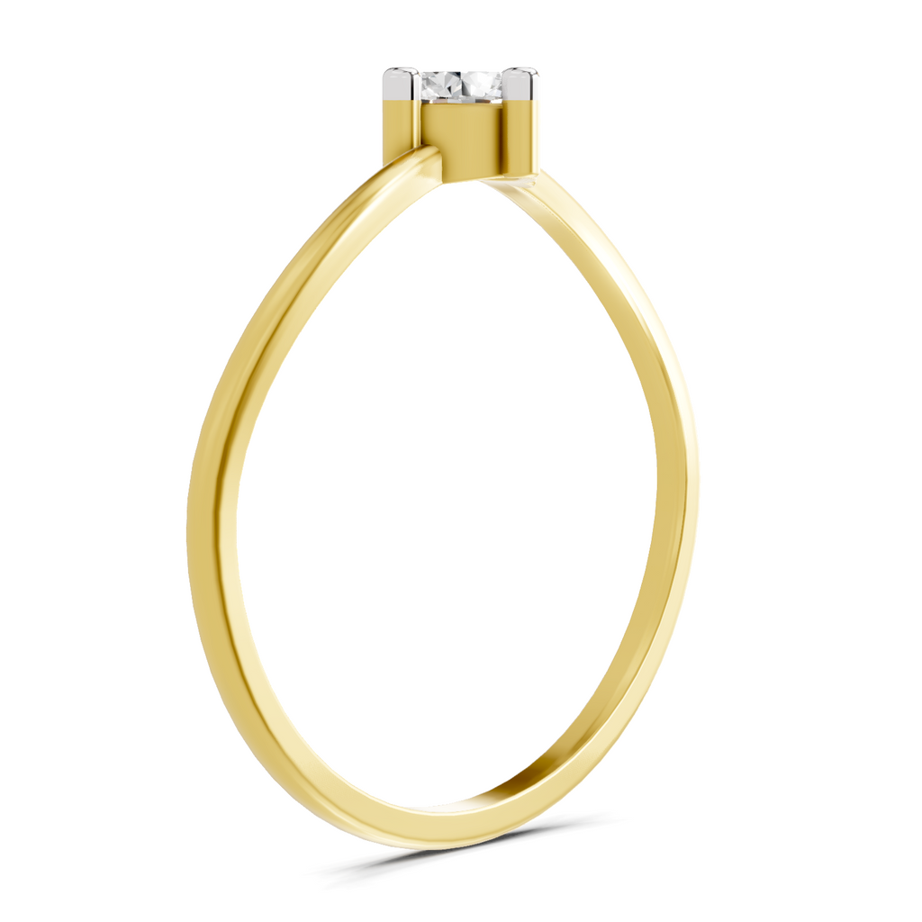 Lab Grown Diamond 0.25CT 925 Sterling Silver Gold Plated Round Shape Ring
