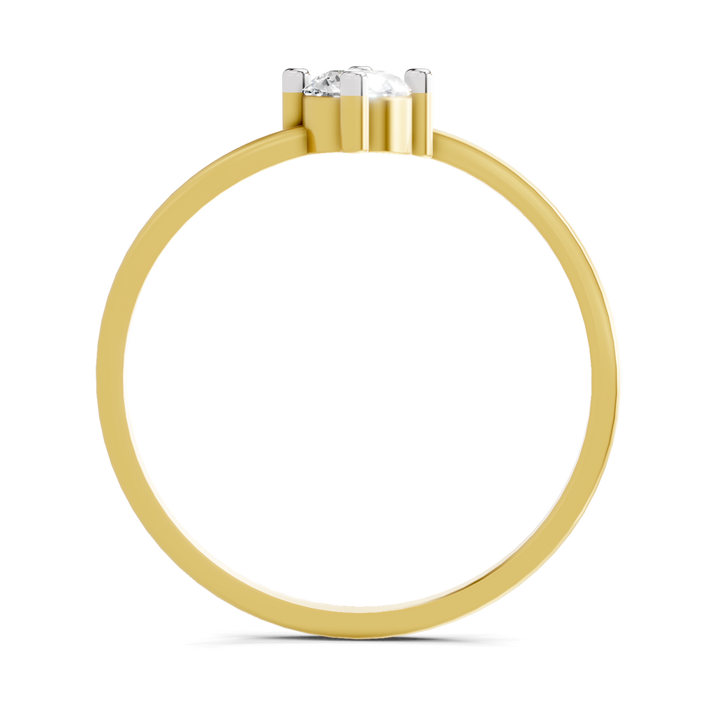 Lab Grown Diamond 0.25CT 925 Sterling Silver Gold Plated Round Shape Ring