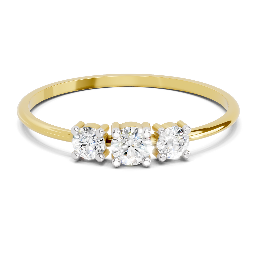 Lab Grown Diamond 0.24CT 925 Sterling Silver Gold Plated Round Shape Ring