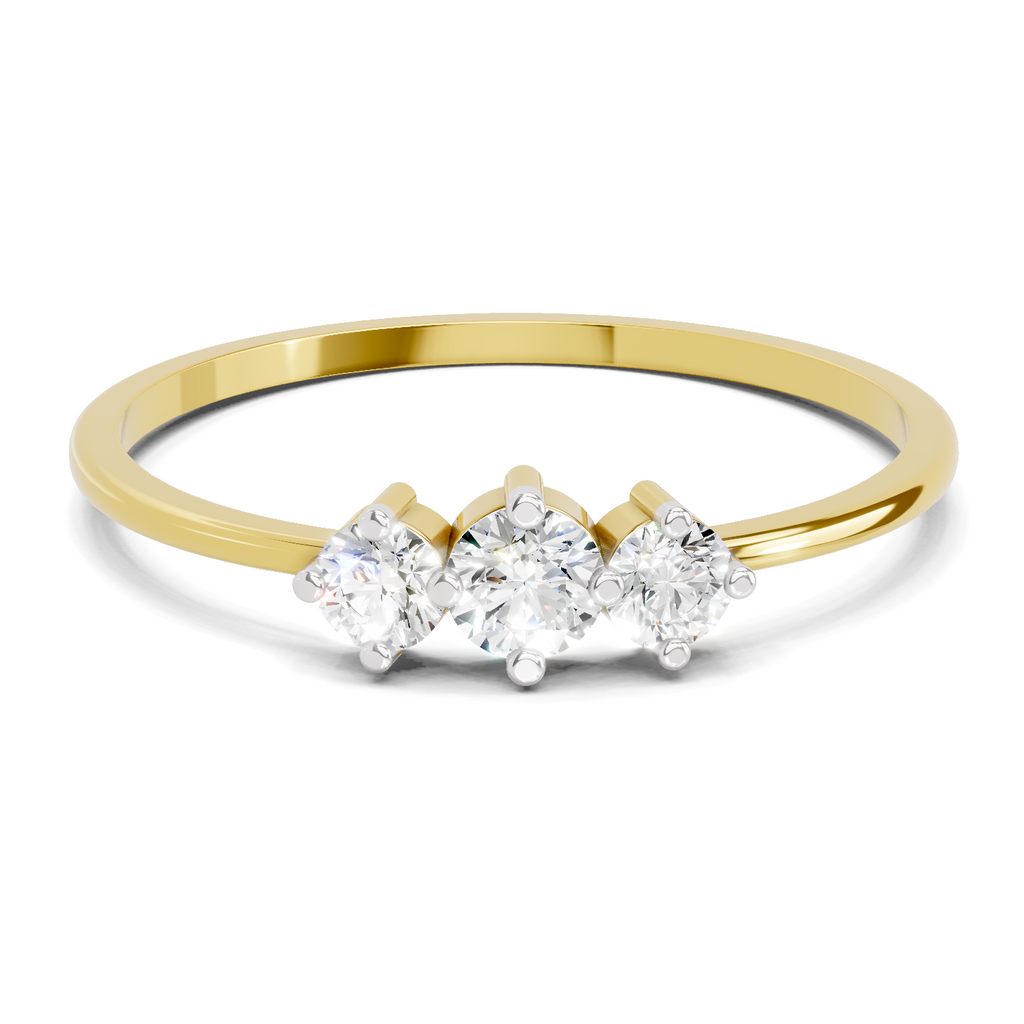 Lab Grown Diamond 0.24CT 925 Sterling Silver Gold Plated Round Shape Ring