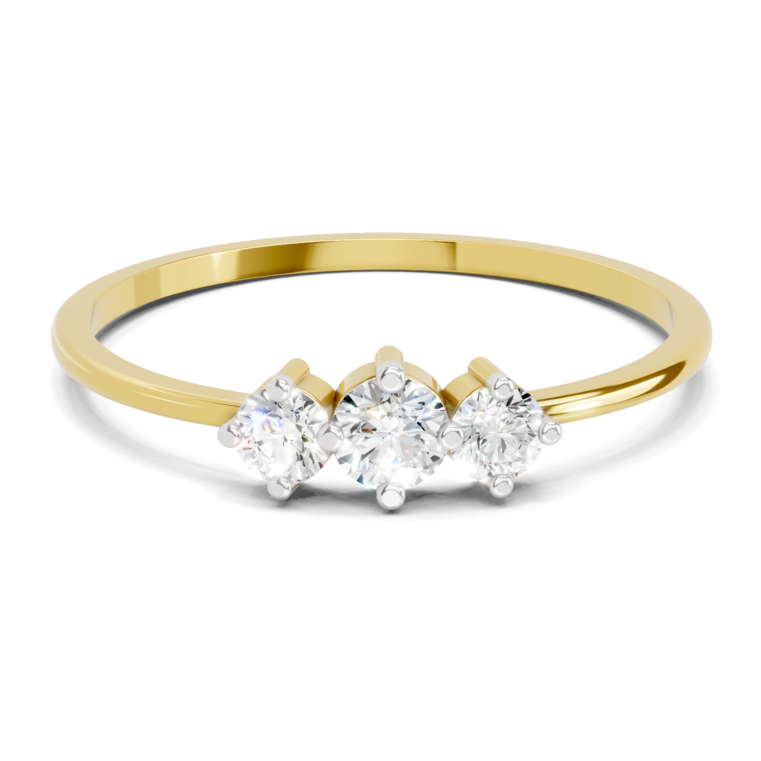Lab Grown Diamond 0.24CT 925 Sterling Silver Gold Plated Round Shape Ring