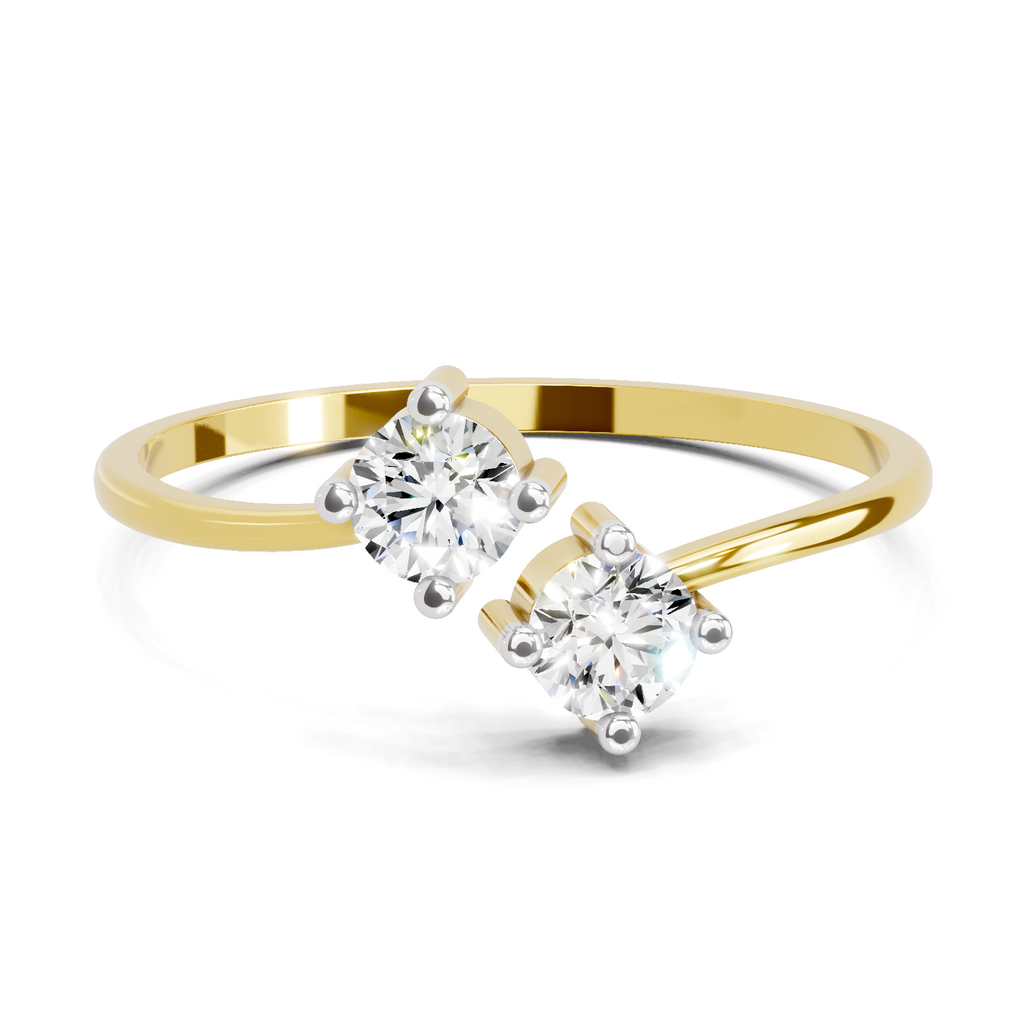 Lab Grown Diamond 0.29CT 925 Sterling Silver Gold Plated Round Shape Ring