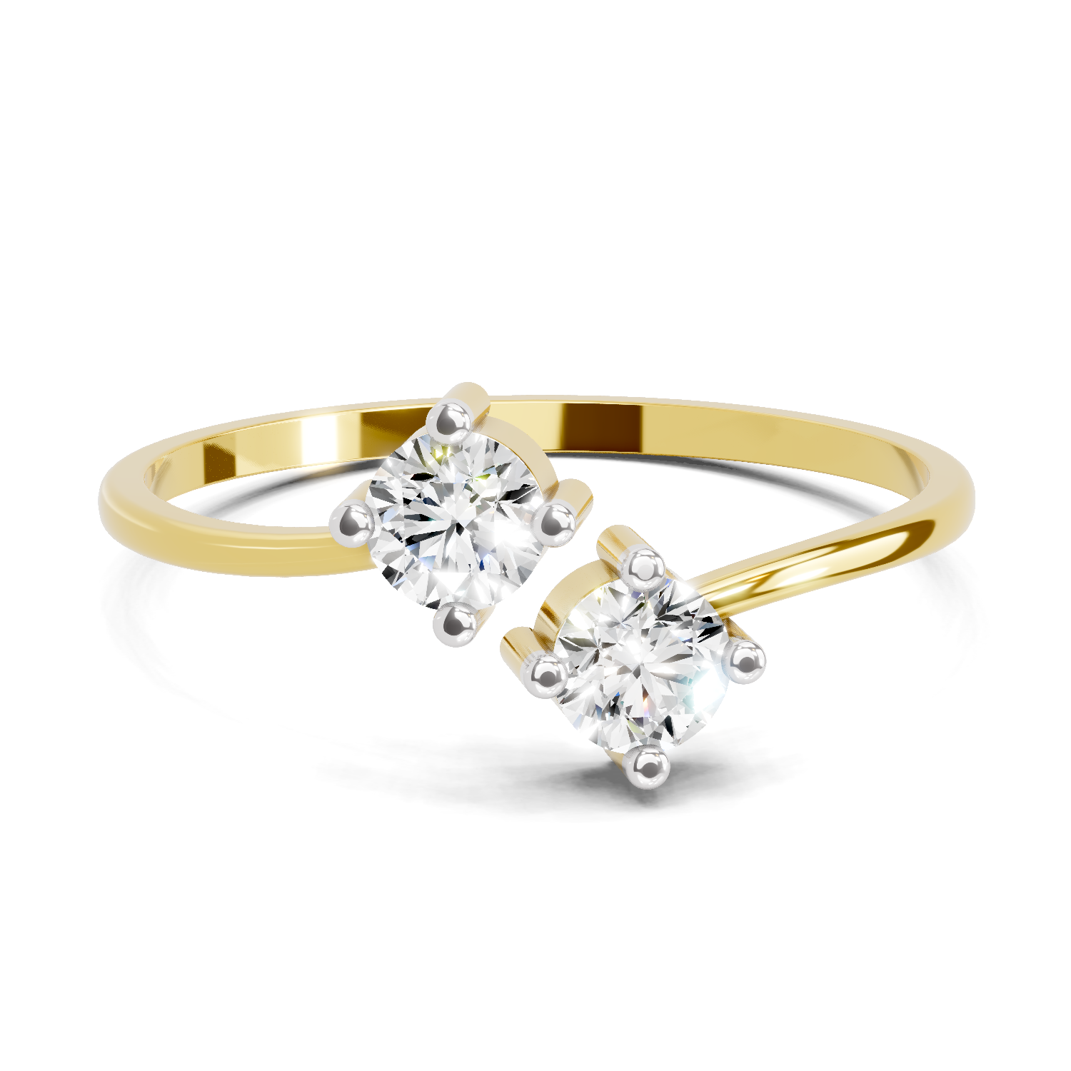 Lab Grown Diamond 0.29CT 925 Sterling Silver Gold Plated Round Shape Ring