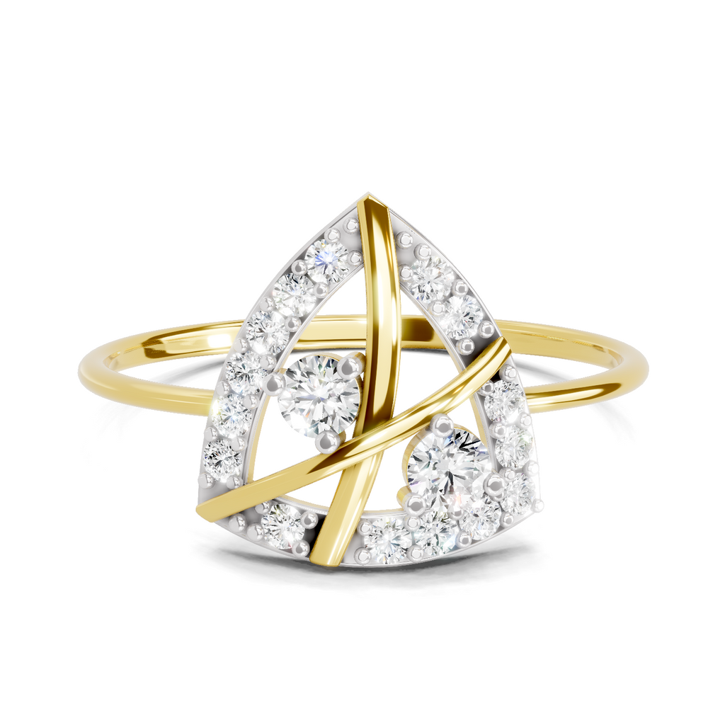 Lab Grown Diamond 0.29CT 925 Sterling Silver Gold Plated Round Shape Ring