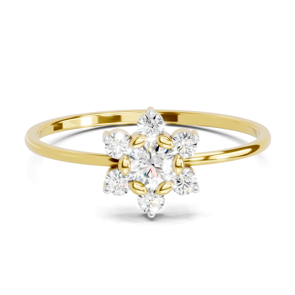 Lab Grown Diamond 0.24CT 925 Sterling Silver Gold Plated Round Shape Ring