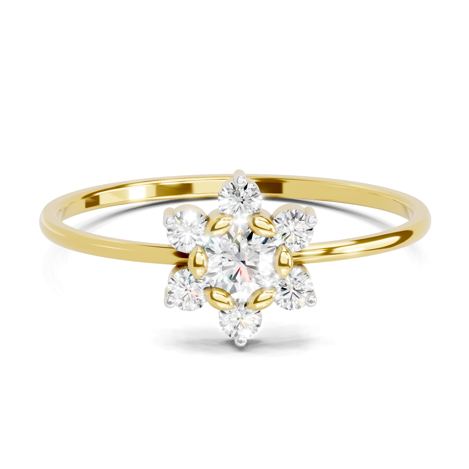 Lab Grown Diamond 0.24CT 925 Sterling Silver Gold Plated Round Shape Ring