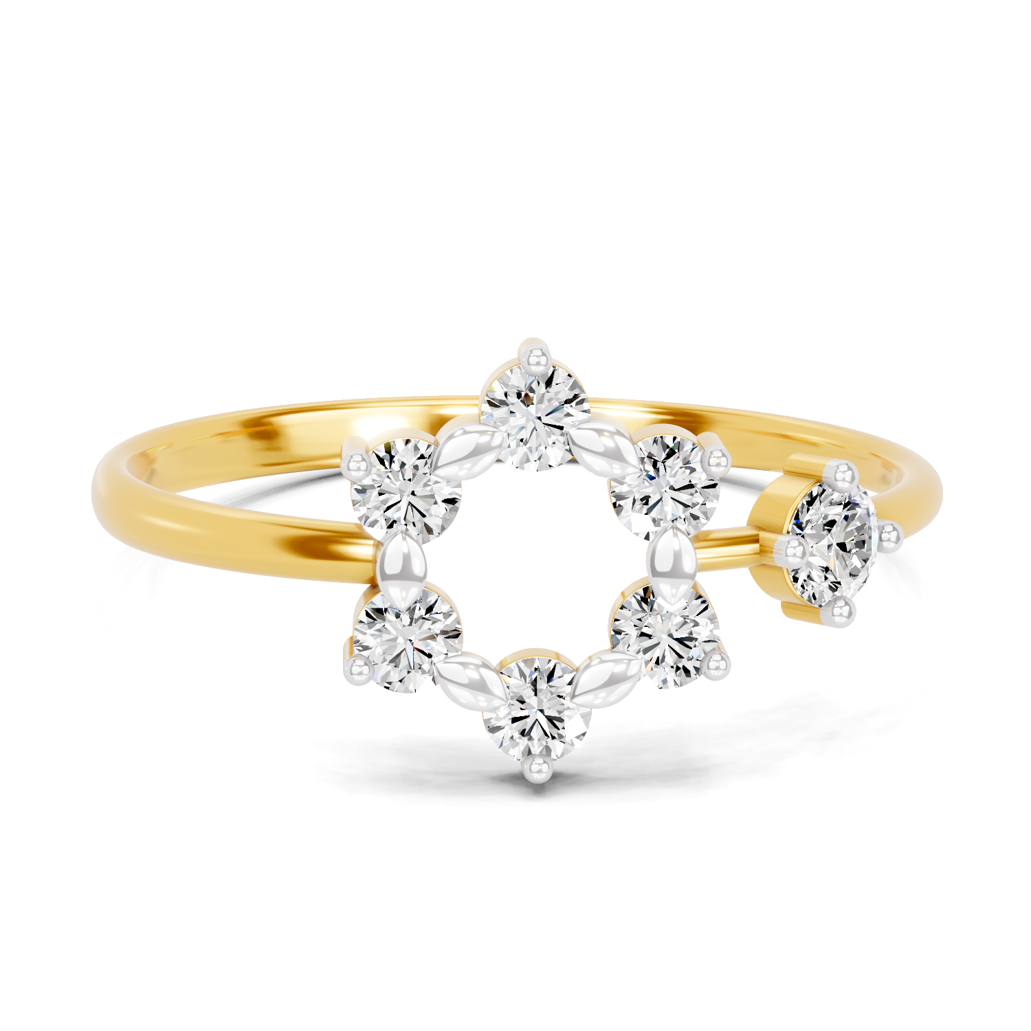 Lab Grown Diamond 0.31CT 925 Sterling Silver Gold Plated Round Shape Ring