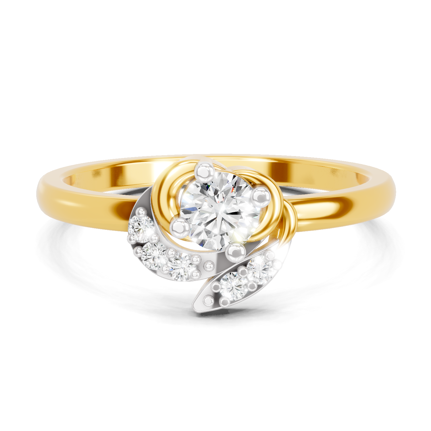 Lab Grown Diamond Ring 0.25 Carat IGI Certified Round Shape 925 Sterling Silver Gold Plated Fashion Ring