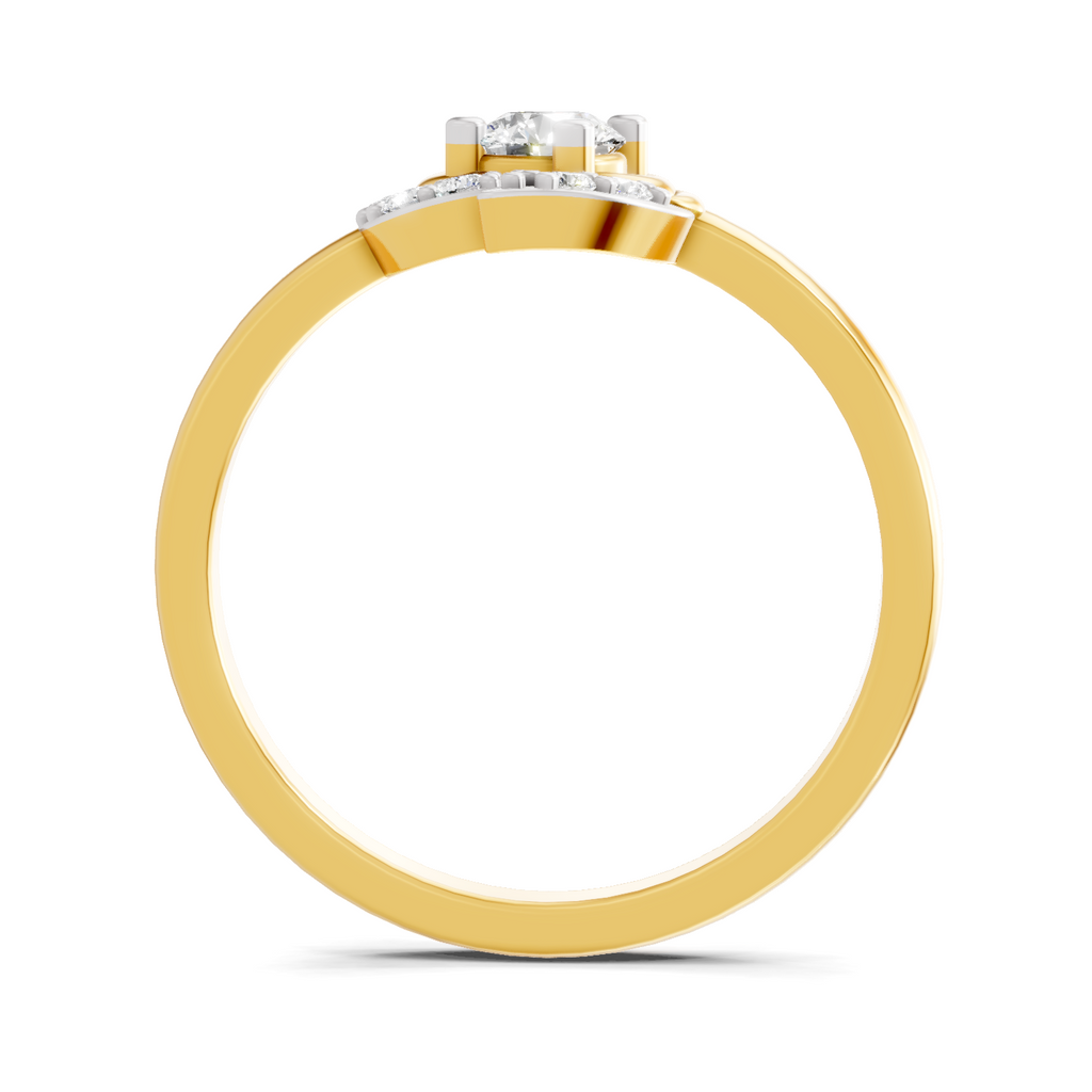 Lab Grown Diamond Ring 0.25 Carat IGI Certified Round Shape 925 Sterling Silver Gold Plated Fashion Ring