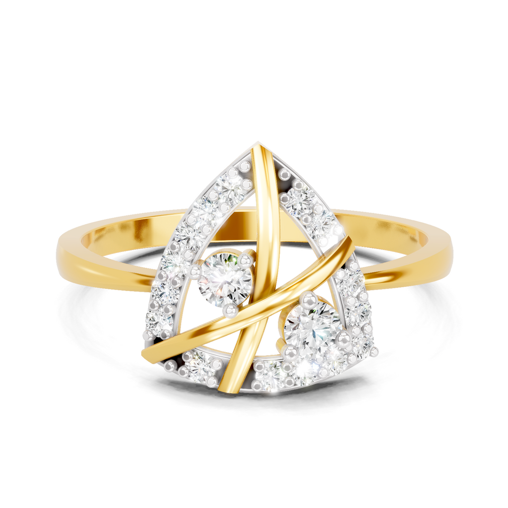 Lab Grown Diamond Ring 0.26 Carat IGI Certified Round Shape 925 Sterling Silver Gold Plated Fashion Ring