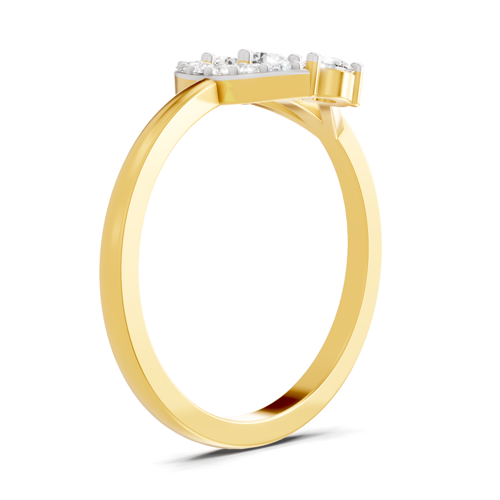 Lab Grown Diamond Ring 0.3 Carat IGI Certified Round Shape 925 Sterling Silver Gold Plated Fashion Ring