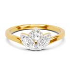 Lab Grown Diamond Ring 0.3 Carat IGI Certified Round Shape 925 Sterling Silver Gold Plated Floral Ring