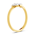 Lab Grown Diamond Ring 0.3 Carat IGI Certified Round Shape 925 Sterling Silver Gold Plated Floral Ring