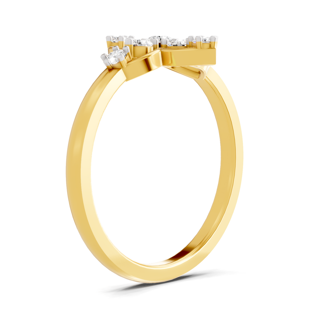Lab Grown Diamond Ring 0.31 Carat IGI Certified Round Shape 925 Sterling Silver Gold Plated Floral Ring