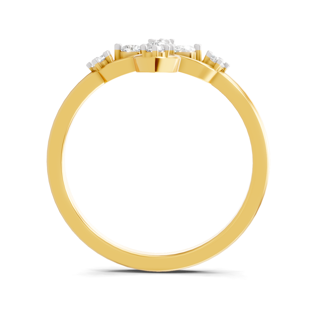 Lab Grown Diamond Ring 0.31 Carat IGI Certified Round Shape 925 Sterling Silver Gold Plated Floral Ring