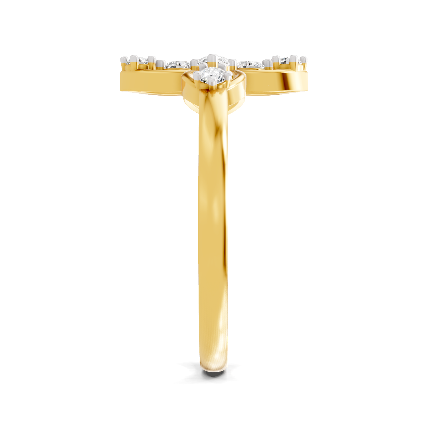 Lab Grown Diamond Ring 0.31 Carat IGI Certified Round Shape 925 Sterling Silver Gold Plated Floral Ring