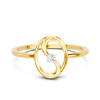 Lab Grown Diamond Ring 0.02 Carat Round Shape 925 Sterling Silver Gold Plated Oval Fashion Ring
