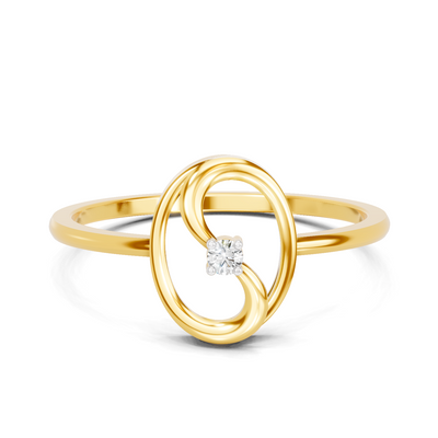 Lab Grown Diamond Ring 0.02 Carat Round Shape 925 Sterling Silver Gold Plated Oval Fashion Ring