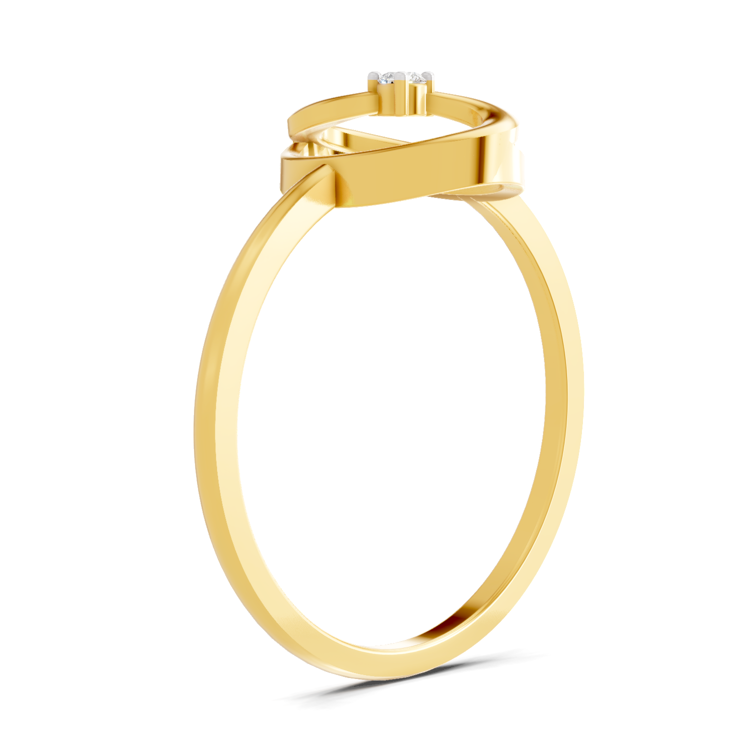 Lab Grown Diamond Ring 0.02 Carat Round Shape 925 Sterling Silver Gold Plated Oval Fashion Ring