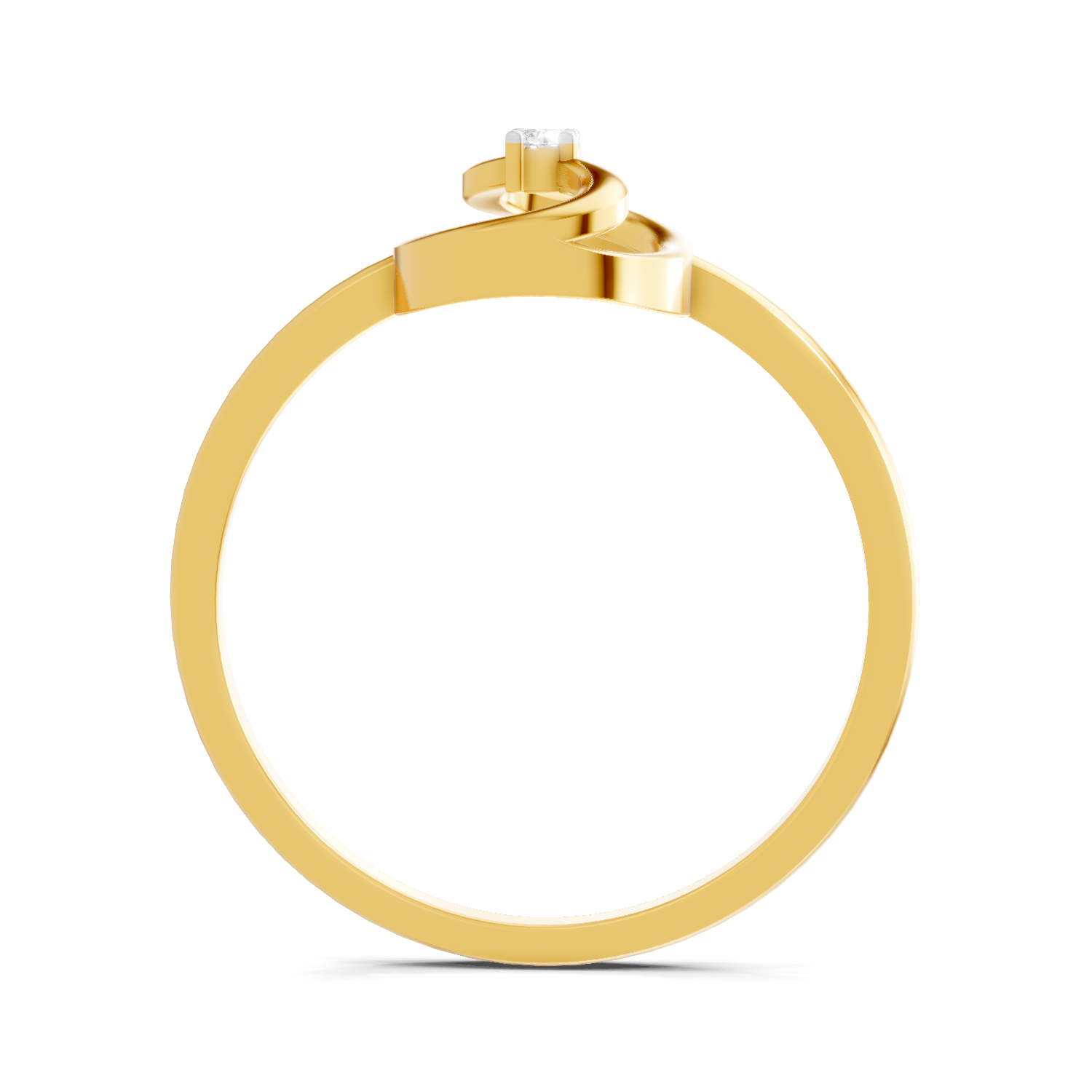Lab Grown Diamond Ring 0.02 Carat Round Shape 925 Sterling Silver Gold Plated Oval Fashion Ring