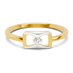 Lab Grown Diamond Ring 0.02 Carat Round Shape 925 Sterling Silver Gold Plated Fashion Ring