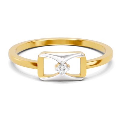 Lab Grown Diamond Ring 0.02 Carat Round Shape 925 Sterling Silver Gold Plated Fashion Ring