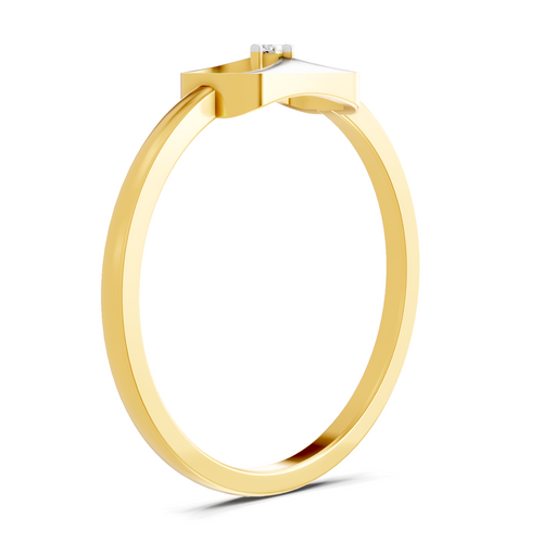 Lab Grown Diamond Ring 0.02 Carat Round Shape 925 Sterling Silver Gold Plated Fashion Ring