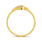 Lab Grown Diamond Ring 0.01 Carat Round Shape 925 Sterling Silver Gold Plated Floral Ring