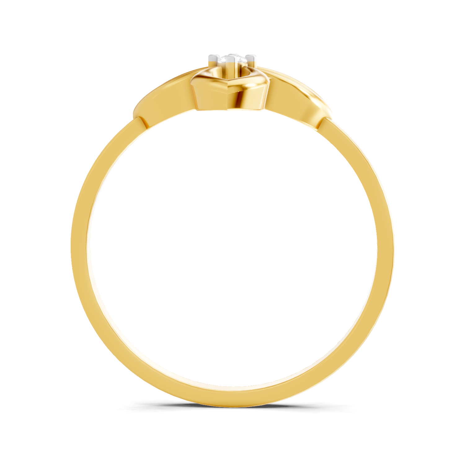 Lab Grown Diamond Ring 0.01 Carat Round Shape 925 Sterling Silver Gold Plated Floral Ring