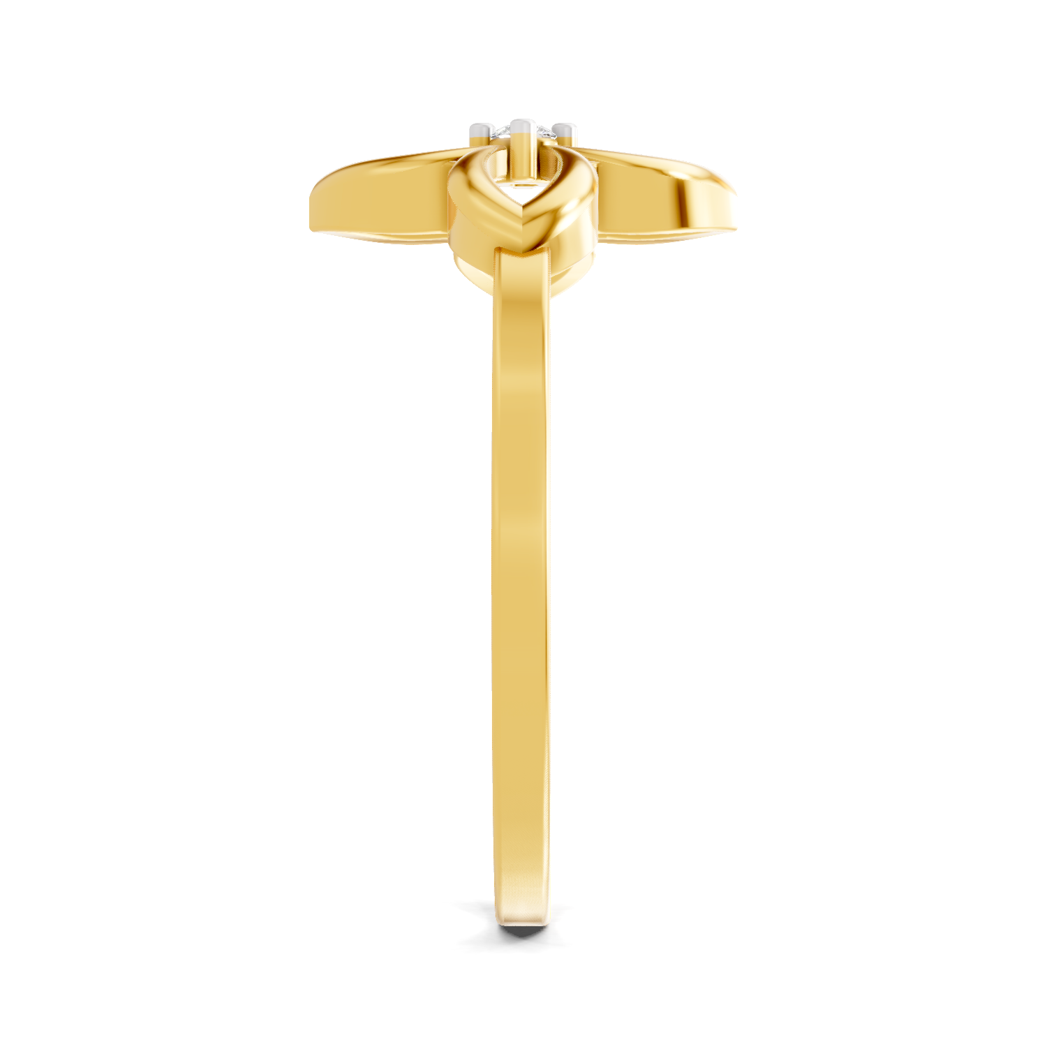 Lab Grown Diamond Ring 0.01 Carat Round Shape 925 Sterling Silver Gold Plated Floral Ring