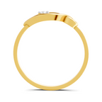 Lab Grown Diamond Ring 0.02 Carat Round Shape 925 Sterling Silver Gold Plated Leaf Ring